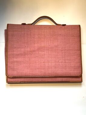 Structured Pink Woven Vintage Satchel with Top Handle